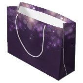 Paarse Bokeh Elegant Sparkle Glow met naam Large Cadeautasje (Achterkant Gekanteld)