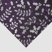 Paarse Bokeh en Zilverfolie Kerst Holly Tissuepapier (Detail)