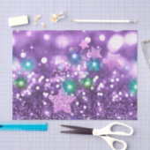 Paarse Bokeh Faux Glitter & Colorful Shining Stars Tissuepapier (Craft)