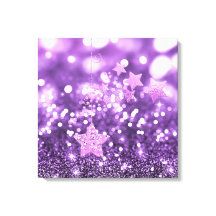 Paarse Bokeh Faux Glitter & Stars