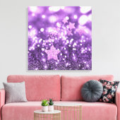 Paarse Bokeh Faux Glitter & Stars Canvas Afdruk (Insitu (Woonkamer))