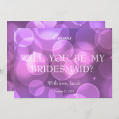 Paarse Bokeh Glitter zal je mijn Bridesmaid zijn Kaart (Voorkant / Achterkant)