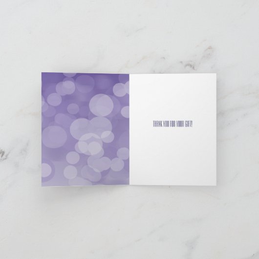 Paarse Bokeh Hartelijk dank Bedankkaart (Binnen)