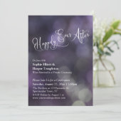 Paarse Bokeh Licht "Happily Ever After" Typografie Kaart (Staand voorkant)