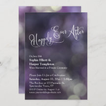 Paarse Bokeh Licht "Happily Ever After" Typografie