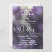 Paarse Bokeh Licht & Typografie 32 Bruiloft 3 Kaart (Voorkant)