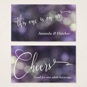 Paarse Bokeh Light & Typografie 32 Drink Tickets Visitekaartjes