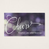 Paarse Bokeh Light & Typografie 32 Drink Tickets Visitekaartjes (Achterkant)
