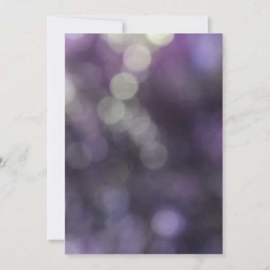 Paarse Bokeh Light & "We hebben een huwelijk" Typo Kaart (Achterkant)