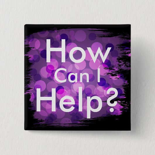 Paarse Bokeh Lights Borstellijnvierkant Button (Voorkant)