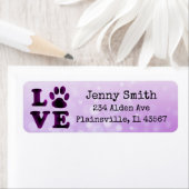 Paarse Bokeh Love Paw Print Retouradreslabel Etiket (Insitu)