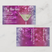 Paarse Bokeh Martini Bar Bartender Visitekaartje (Voorkant / Achterkant)