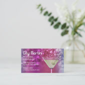 Paarse Bokeh Martini Bar Bartender Visitekaartje (Staand voorkant)