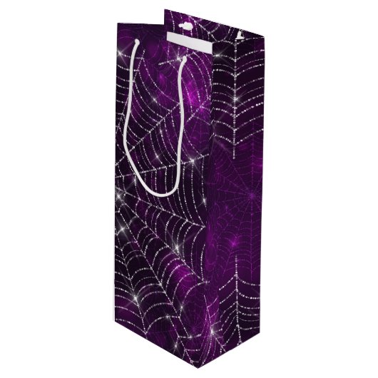 PAARSE BOKEH MET SILVER SPIDER WEBS WIJN CADEAUTAS (Voorkant Gekanteld)