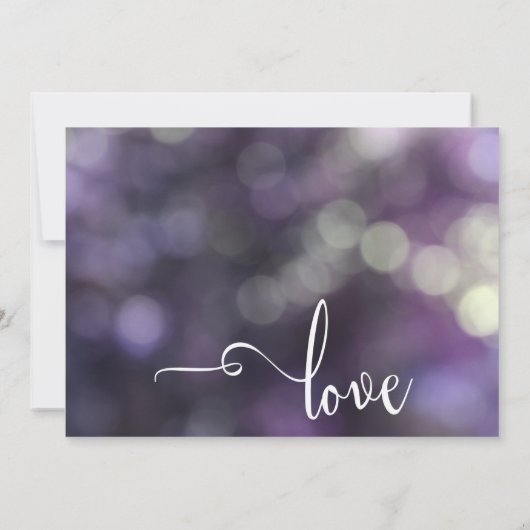 Paarse Bokeh, Modern Schrift Save the Date (Achterkant)