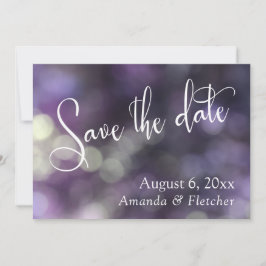 Paarse Bokeh, Modern Schrift Save the Date