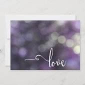 Paarse Bokeh, Modern Script Uitnodiging voor de Tr (Achterkant)