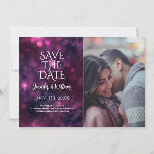 Paarse Bokeh Sparkle Design Weddenschap bespaart d Save The Date
