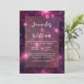 Paarse Bokeh Sparkle Silver String Lights Wedding Kaart (Staand voorkant)