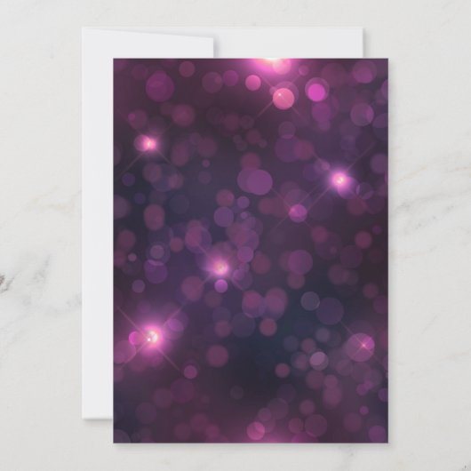 Paarse Bokeh Sparkle Silver String Lights Wedding Kaart (Achterkant)