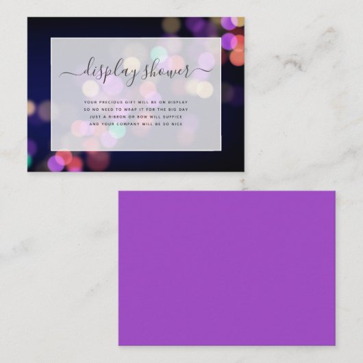 Paarse Bokeh Vrijgezellenfeest behuizing Kaart (Voorkant / Achterkant)