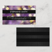 Paarse Bokeh Zwarte Strepen Visitekaartje (Voorkant / Achterkant)