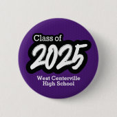 Paarse Bold Brush Klasse van 2025 Button (Voorkant)