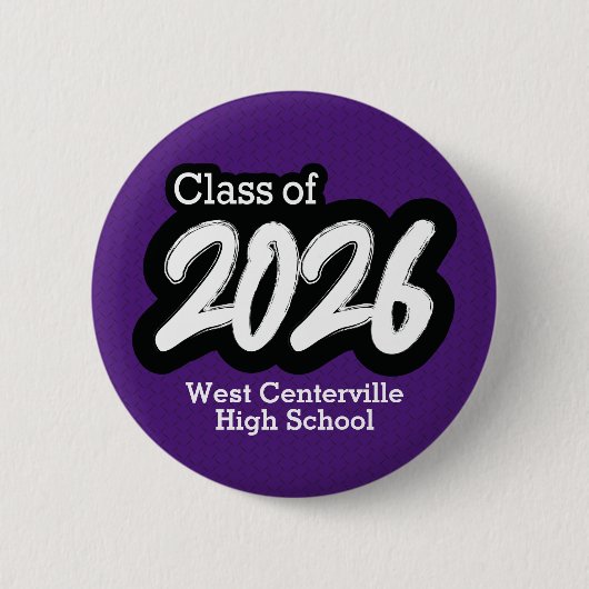 Paarse Bold Brush Klasse van 2026 Button (Voorkant)