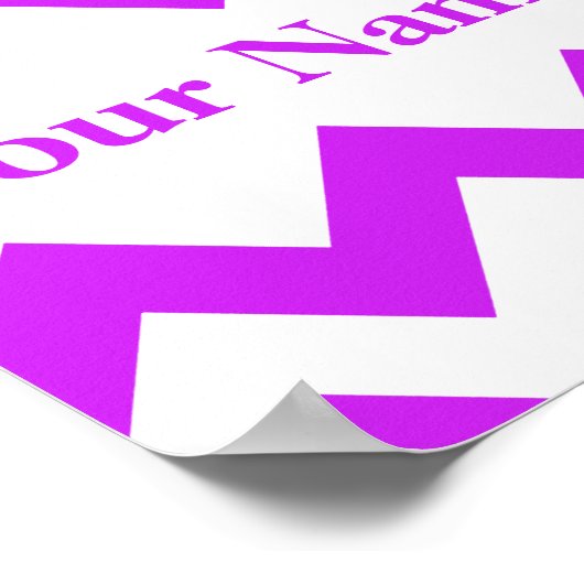 Paarse Bold Chevron met naam Poster (Hoek)
