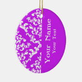 Paarse Bold Damask met naam op Emporiomoffa Keramisch Ornament (Rechts)