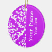 Paarse Bold Damask met naam op Emporiomoffa Keramisch Ornament (Links)