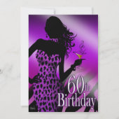 Paarse Bombshell Leopard Zebra 60e verjaardag Kaart (Voorkant)