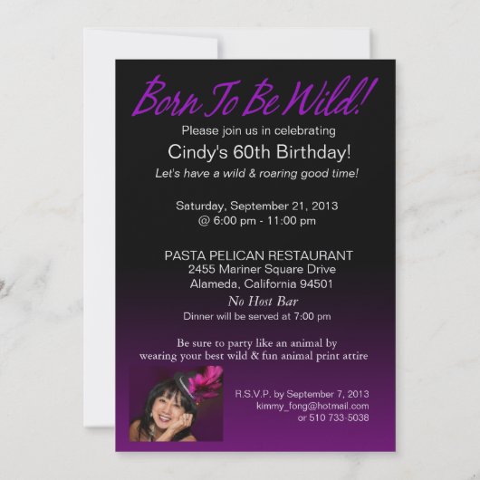 Paarse Bombshell Leopard Zebra 60e verjaardag Kaart (Achterkant)