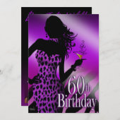 Paarse Bombshell Leopard Zebra 60e verjaardag Kaart (Voorkant / Achterkant)
