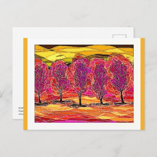 Paarse bomen briefkaart (Voorkant / Achterkant)