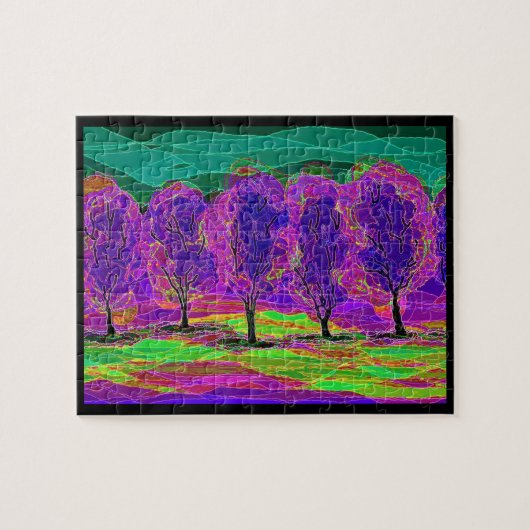 Paarse bomen die de puzzel van de puzzel afkalken (Horizontaal)