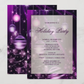 Paarse bomen en kerstversieringen Vakantie Party Kaart (Voorkant / Achterkant)