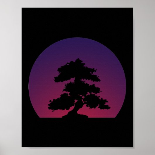 Paarse Bonsai Sunset Poster (Voorkant)