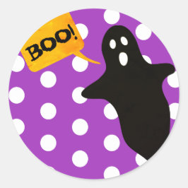 Paarse Boo met Ghost Ronde Sticker