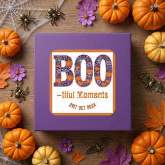 Paarse Boo-tiful Moments Pompoen Betoverende Bloem Vierkante Sticker