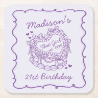 Paarse boog dat meisje hart coquette taart verjaar