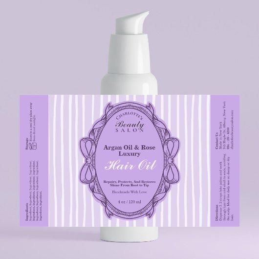 Paarse Boog Frame Beauty Olie Fles Label