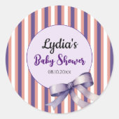Paarse Boog Lijnen Modern Baby shower Ronde Sticker (Voorkant)