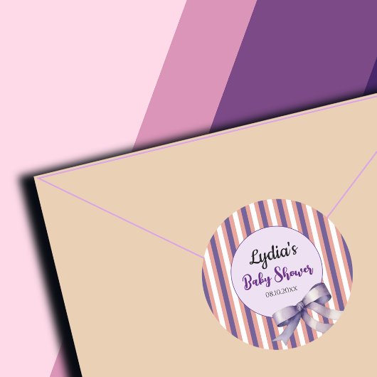 Paarse Boog Lijnen Modern Baby shower Ronde Sticker