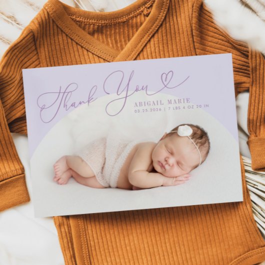 Paarse boog Lijst dank u geboorteaankondiging Aankondiging