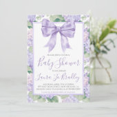 Paarse boog meisje preppy zuidelijk Baby shower Kaart (Staand voorkant)