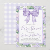 Paarse boog meisje preppy zuidelijk Baby shower Kaart (Voorkant / Achterkant)