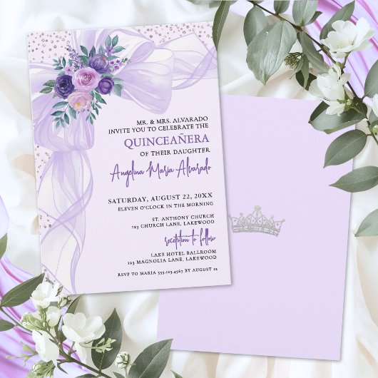 Paarse Boog Quinceanera Kaart