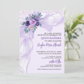 Paarse Boog Quinceanera Kaart (Staand voorkant)
