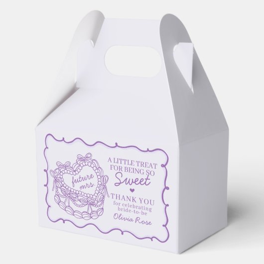 Paarse Boog Retro Hart Coquette Cake Bruidsdouche Bedankdoosjes (Voorkant)